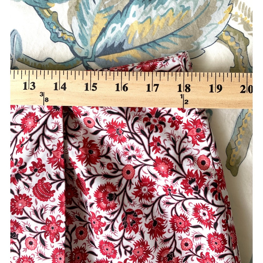 Charter Club Red White Urban Jungle Floral Cotton Wrap Knee Length Skirt 16 - Picture 10 of 14